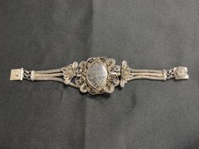 Antique Sterling Silver Guam Filigree Souvenir Bracelet 