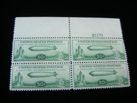 U.S. Scott #C18 Plate # Block Of 4 Mint Never Hinged Zeppelin