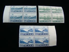 Iceland Scott #C27-C29 Set Blocks Of 4 Mint Never Hinged Airmail