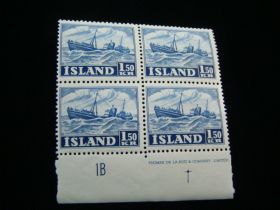 Iceland Scott #266 Plate # & Inscription Block Of 4 Mint Never Hinged
