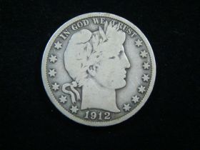 1912-S Barber Silver Half Dollar VG+ 100223