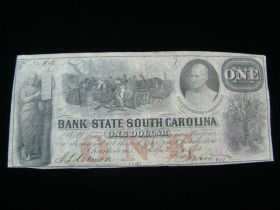 1861 Bank Of The State Of South Carolina $1.00 Banknote Fine