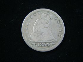1854 W/Arrows Liberty Seated Silver Quarter VF Inv#110520