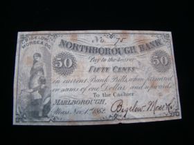 1862 Bigelow, Morse & Co. Northborough Bank 50 Cents Banknote F-VF 101029