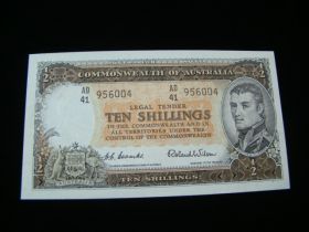 Australia 1954-1960 10 Shillings Banknote AU+ Pick#29 31030