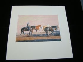 Bethany Caskey Original Painting Bringing In The Horses 4" x 6" With COA